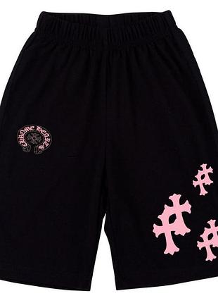 Летние шорты chrome hearts чёрные с принтом хлопковые шорты для парня хром хертс трикотажные турецкие шорты