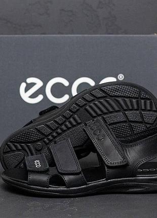 Шкіряні сандалі ecco колір чорний