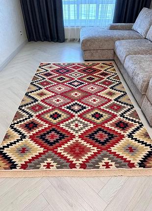 Хлопковый этно ковер, безворсовый и двусторонний, размер 160x250