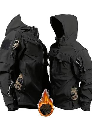 Тактична куртка soft shell із флісом black