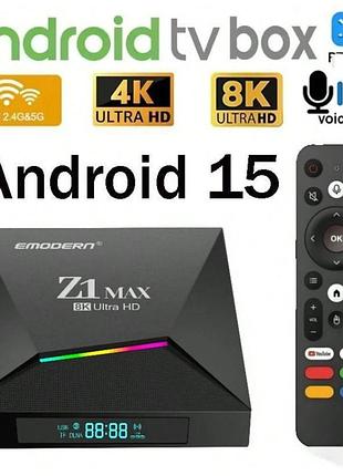 Смарт тв приставка z1 max android 15 8k 2/64gb wi-fi 6 iptv tv box