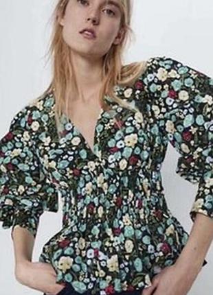 Блузка квітковий принт zara