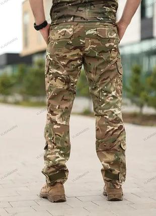 Брюки тактические с усилением на коленях и ягодицах undolini patriot мультикам хб, штаны для военных, усиленные на восемь карманов