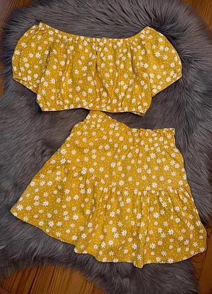 Ідеальний стильний бавовняний костюм з принтом на дівчинку 6р matalan