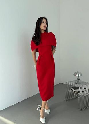 Женское платье с короткой накидкой s, червоний