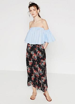 Спідниця мідаксі шифонова у квіти на запах zara р.s
