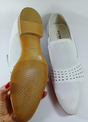 Белые летние туфли. перфорация , кожа. классика 43 размер8 фото
