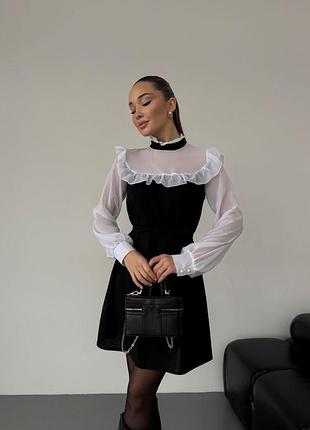 Женское платье 42-44 46-48 50-52, платье женское черный+белый 50-52
