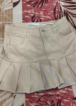 Юбка короткая bershka 36s бежевая