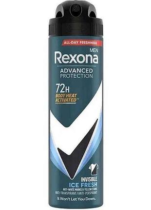 Дезодорант-антиперспирант 150мл men прозрачный лед 72 часа тм rexona