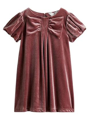Бархатное платье h&amp;m с большим бантом для девочки