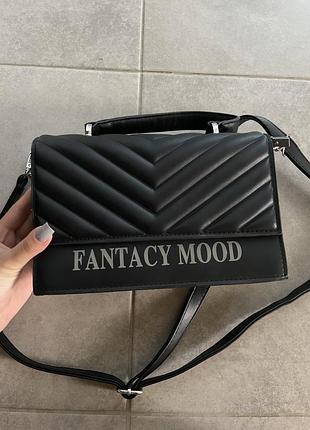 Жіноча сумка через плече fantacy mood чорна екошкіра