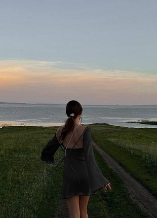 Жіноче елегантне мініплаття з якісної турецької тканини дрібна вафелька чорний, 46/48
