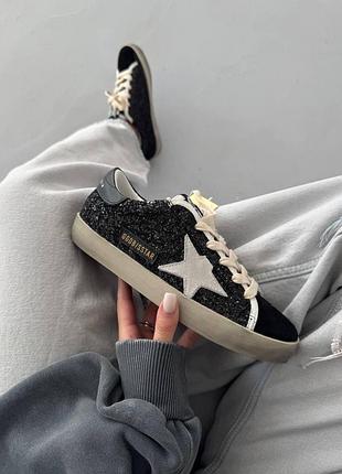 Черные женские кроссовки golden goose ggdb star black sparkles х голден гус 39