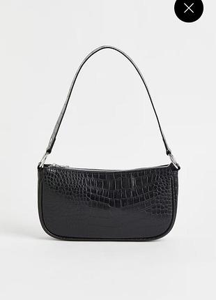 Чорна сумка-багет h&m divided під крокодила
