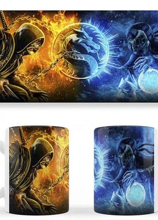 Чашка белая керамическая mortal kombat (мортал комбат) abc
