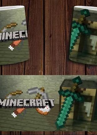 Чашка біла керамічна "minecraft" майнкрафт abc