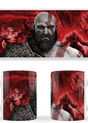 Чашка біла керамічна god of war (бог війни) abc