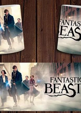 Чашка белая керамическая с принтом "фантастические твари" fantastic beasts abc