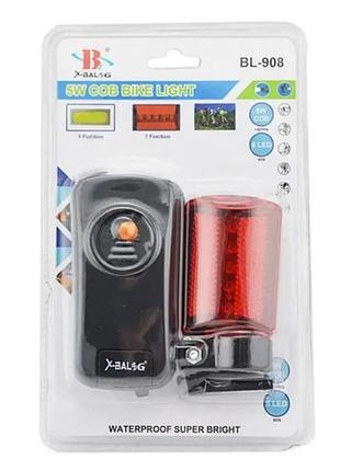 Фонарик велосипедный со стопом x-balog bl-908 cob