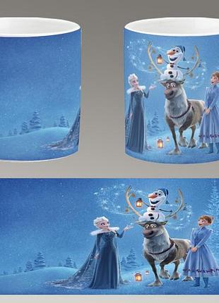 Чашка біла керамічна "холодне серце" frozen abc