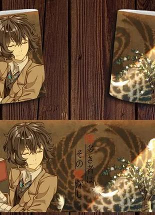 Чашка белая керамическая с принтом аниме "бродячі пси" bungou stray dogs abc