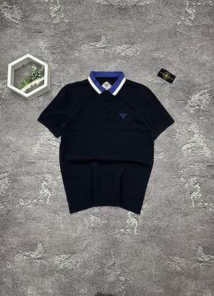 Поло barbour beacon оригінал синє з білим коміром теніска барбур