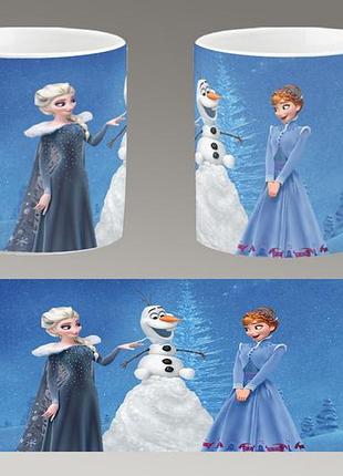 Чашка біла керамічна "холодне серце" frozen abc