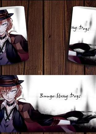 Чашка белая керамическая с принтом аниме "бродячі пси" bungou stray dogs abc