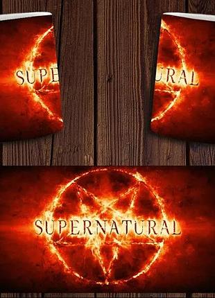 Чашка белая керамическая с принтом "надприродне" supernatural abc