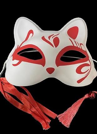 Маска кіцуне японської лисиці kitsune червона 18х17 см abc