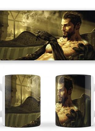 Чашка белая керамическая deus ex: human revolution abc