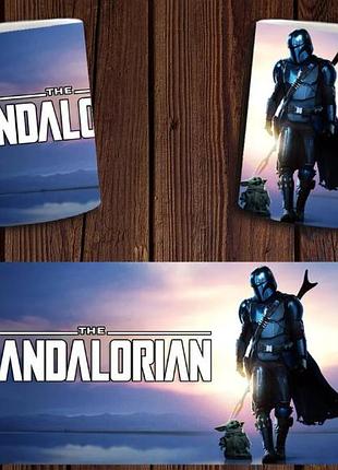 Чашка белая керамическая с принтом "зоряні війни мандалорец" star wars mandalorian abc