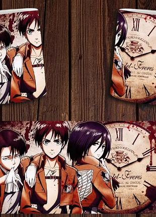 Чашка біла керамічна "атака титанів" shingeki no kyojin abc