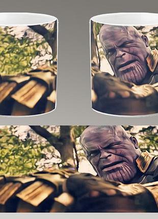 Чашка белая керамическая "танос" thanos abc