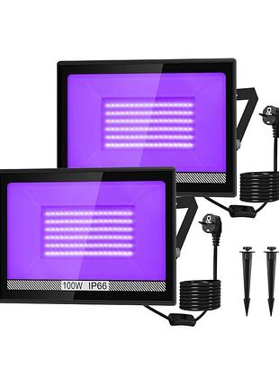 Uv черный свет, ультрафиолетовый led прожектор 100 вт, ip66, для вечеринок и декора