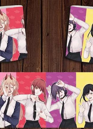 Чашка белая керамическая "chainsaw man" человек бензопила abc