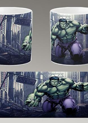 Чашка біла керамічна "халк" hulk abc