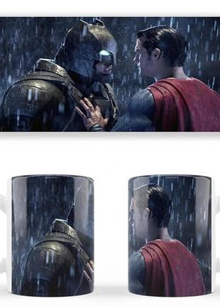 Чашка біла керамічна batman vs superman dawn of justic (бетмен проти супермена на зарі справедливості abc