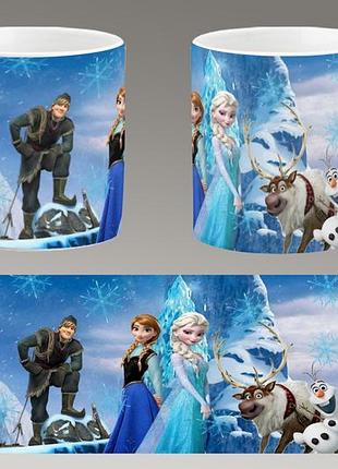 Чашка біла керамічна "холодне серце" frozen abc