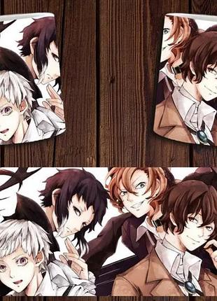 Чашка белая керамическая с принтом аниме "бродячі пси" bungou stray dogs abc