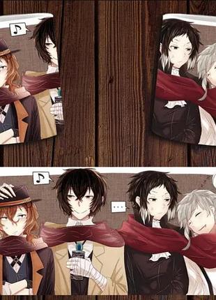 Чашка белая керамическая с принтом аниме "бродячі пси" bungou stray dogs abc