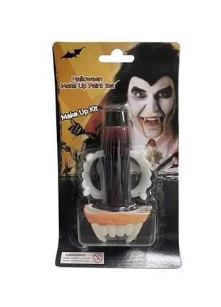 Набір для гриму на хелловін “horror makeup kit” — вампірські зуби, штучна кров, ікла вампіра