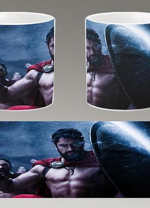 Чашка белая керамическая "300 спартанцев" the 300 spartans abc
