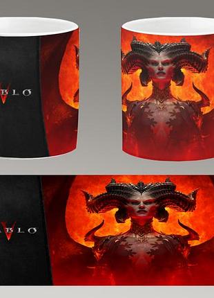 Чашка белая керамическая "diablo 4" лилит диабло abc