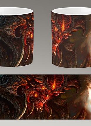 Чашка біла керамічна "diablo 4" діабло abc
