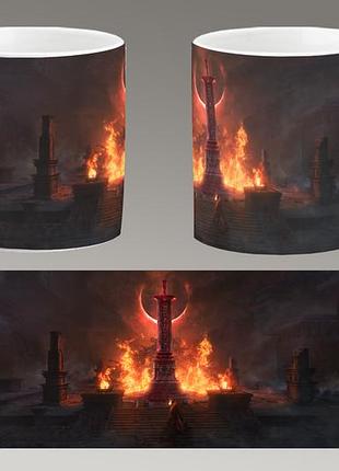 Чашка белая керамическая "diablo 4" диабло abc