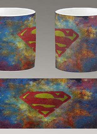 Чашка біла керамічна "супермен логотип" superman — logo abc