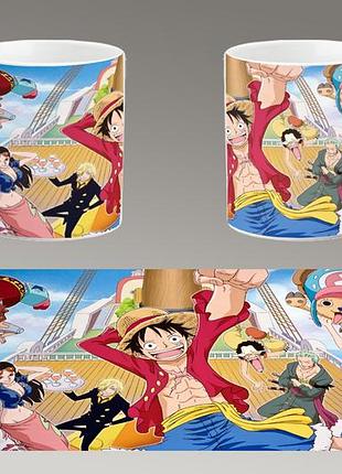 Чашка белая керамическая "ван пис" one piece abc