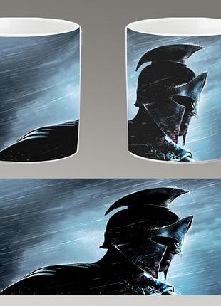 Чашка белая керамическая "300 спартанцев" the 300 spartans abc